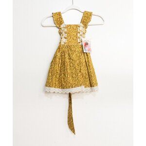 Fancy Kids Toddler Girls Gold White Sundress Floral Sleeveless Pullover Size 12M